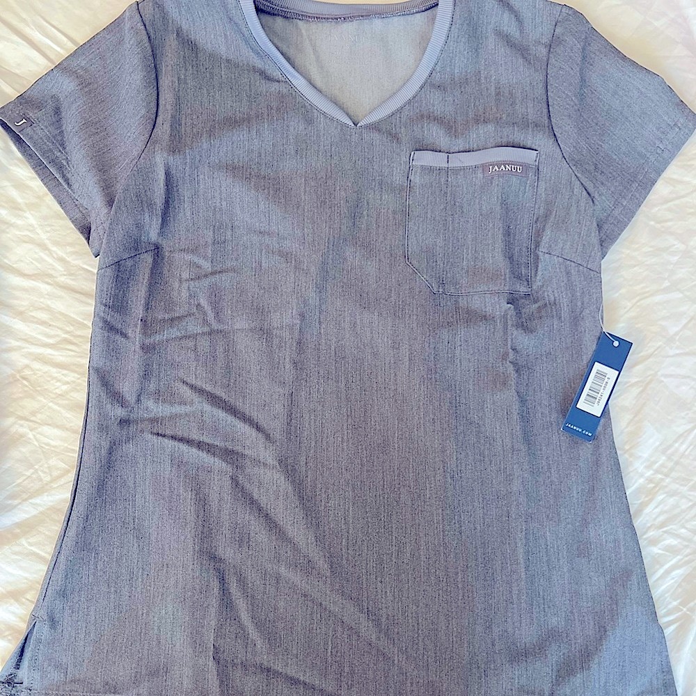 Heather grey Jannuu scrubs- TOP AND BOTTOM